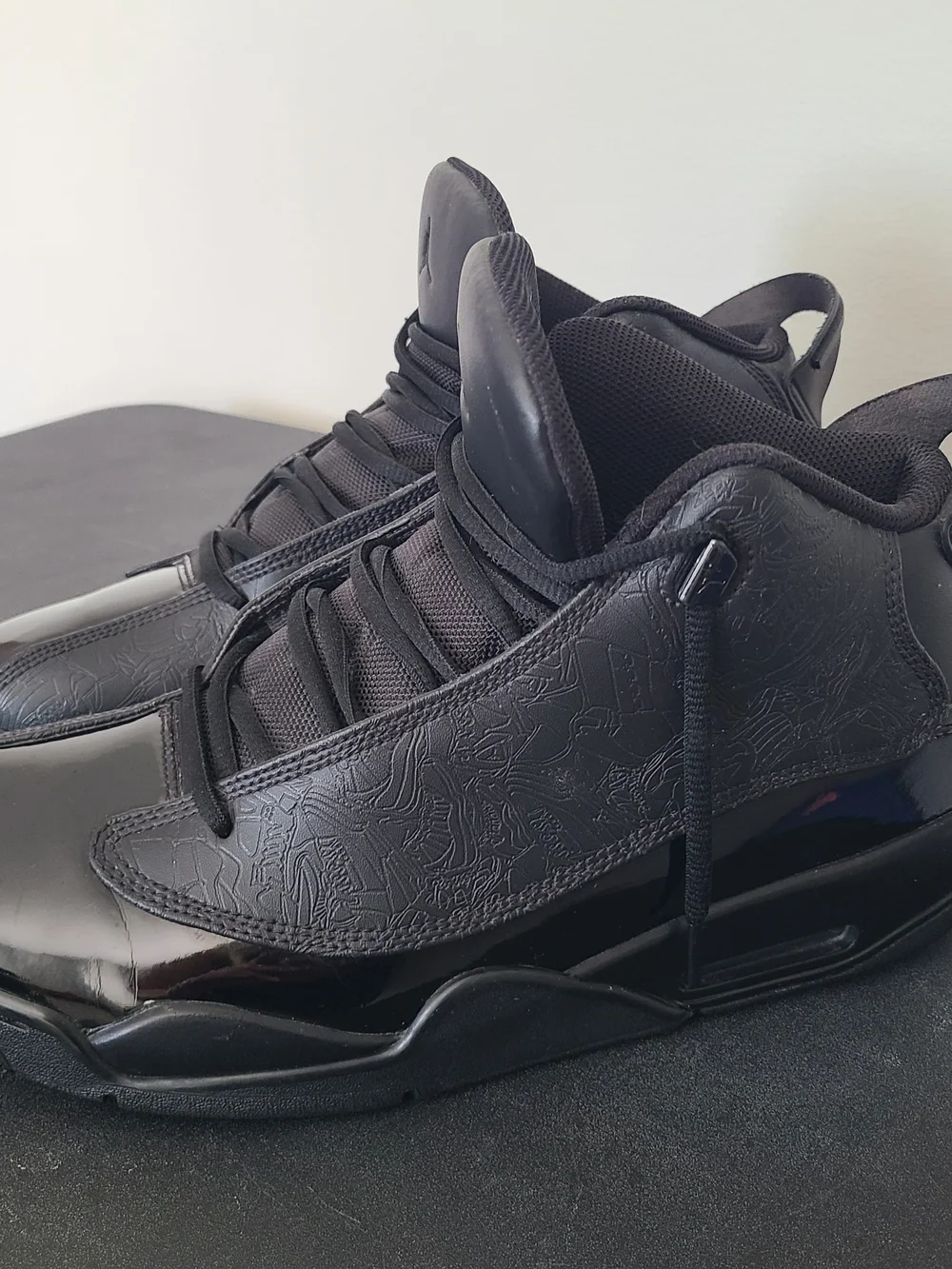 Nike Air Jordan DubZero Triple Black Patent Leather Men's Sneakers Size 11